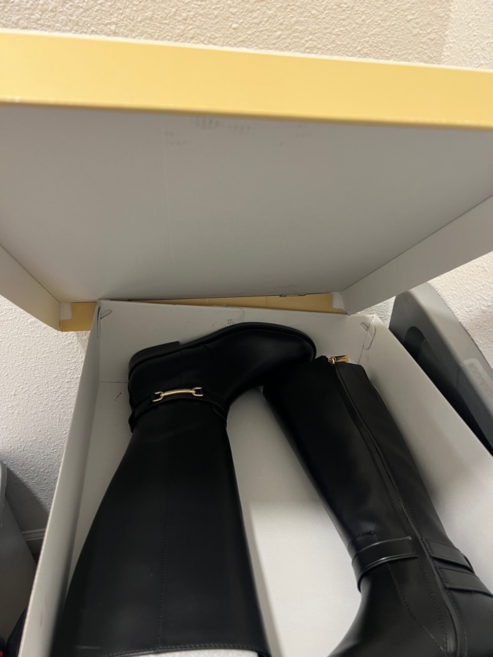 Michael Kors Black Tall Leather Riding Boots with Gold Bit with the original box - Picture 5 of 8